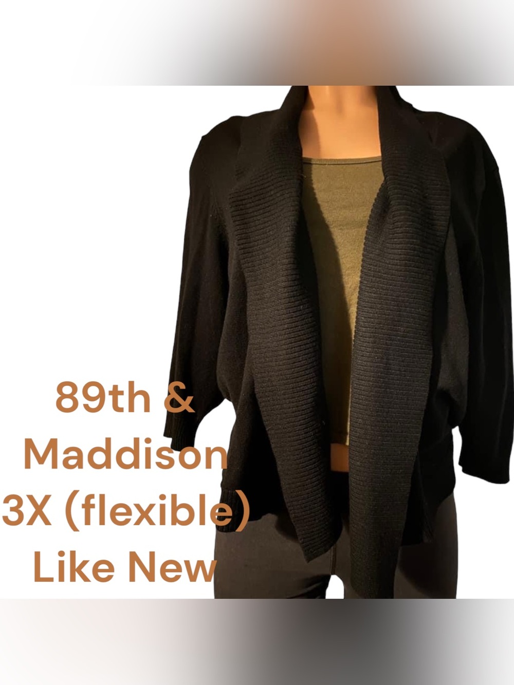 💥6/$35💥
 89th & Madison Black Open Front Cardigan Sweater 3X Plus Shawl Collar